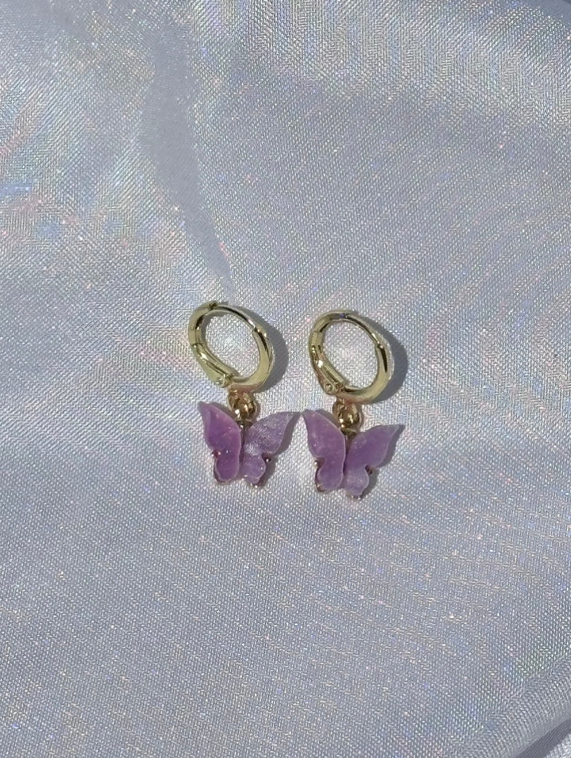 lavender purple butterfly earrings