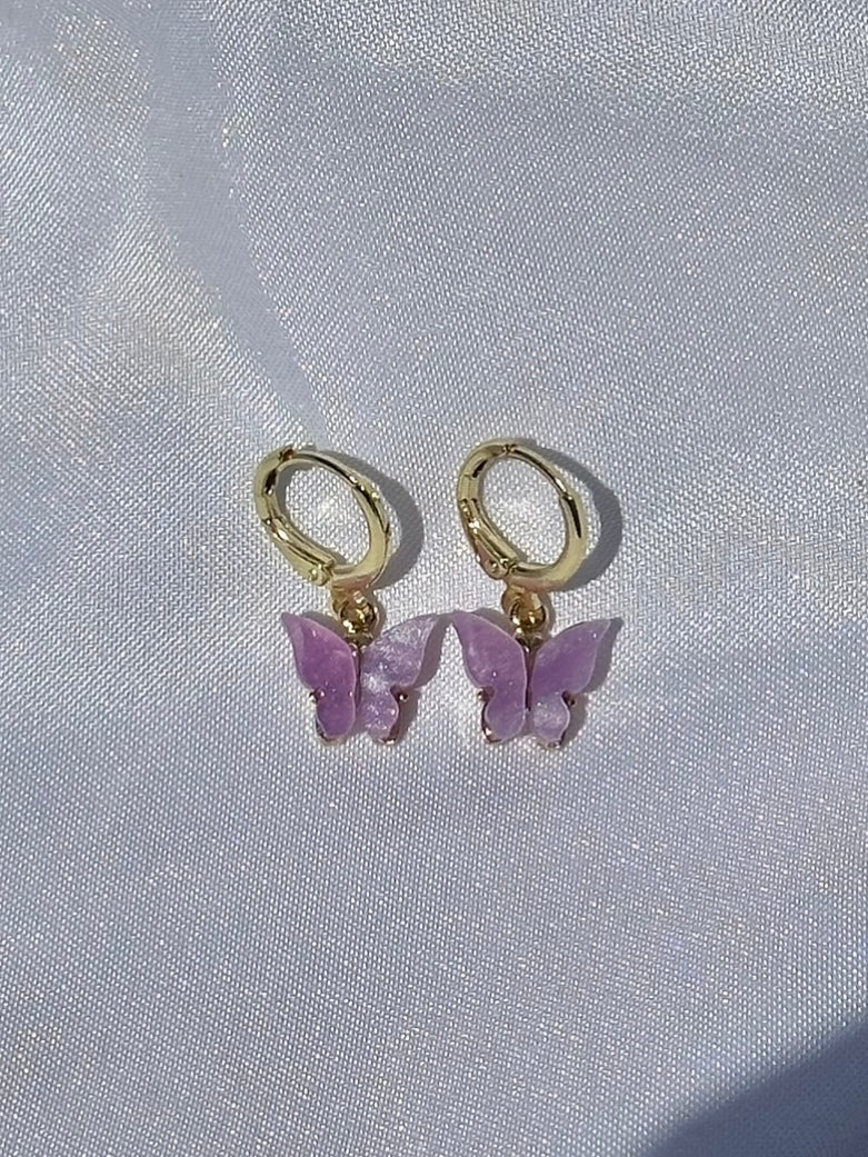 lavender purple butterfly earrings