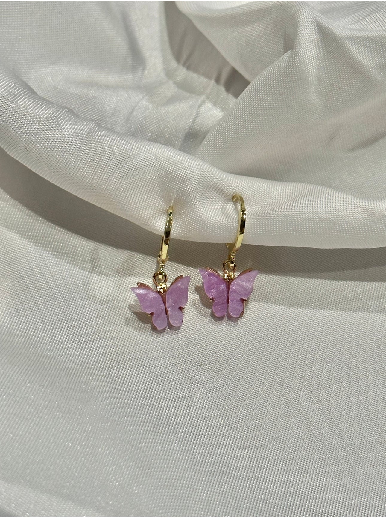 lavender purple butterfly earrings