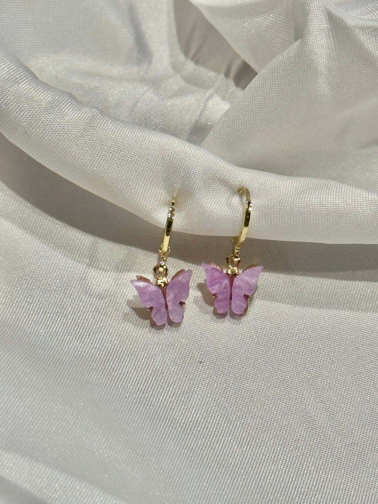 lavender purple butterfly earrings