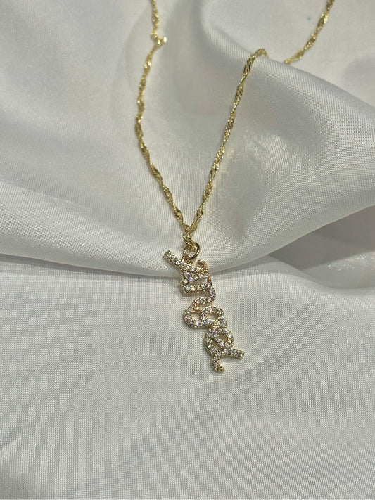 a-n-g-e-l cubic zirconia necklace